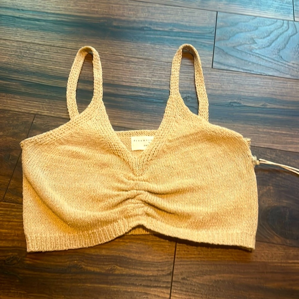 NWT beige sweater cami crop top size s/m